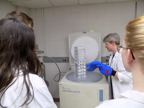 Solon High School students with staff scientist