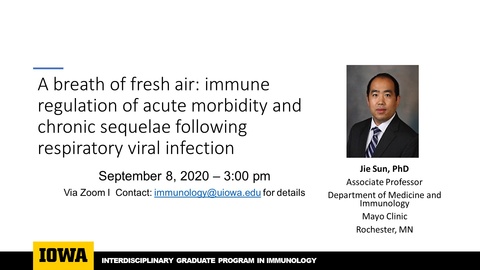 Seminar Speaker -  Jie Sun, PhD - September 8, 2020