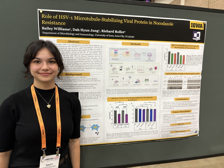 Photo of Bailey Williams and her poster at the 2025 ABRCMS conference